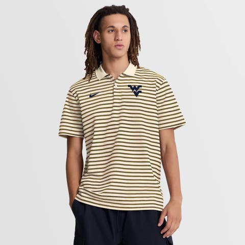 Men's Nike Cream West Virginia Mountaineers Primary Logo Striped Dri-FIT Polo