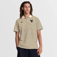 Nike Men's Nike Cream West Virginia Mountaineers Primary Logo Striped Dri-FIT Polo