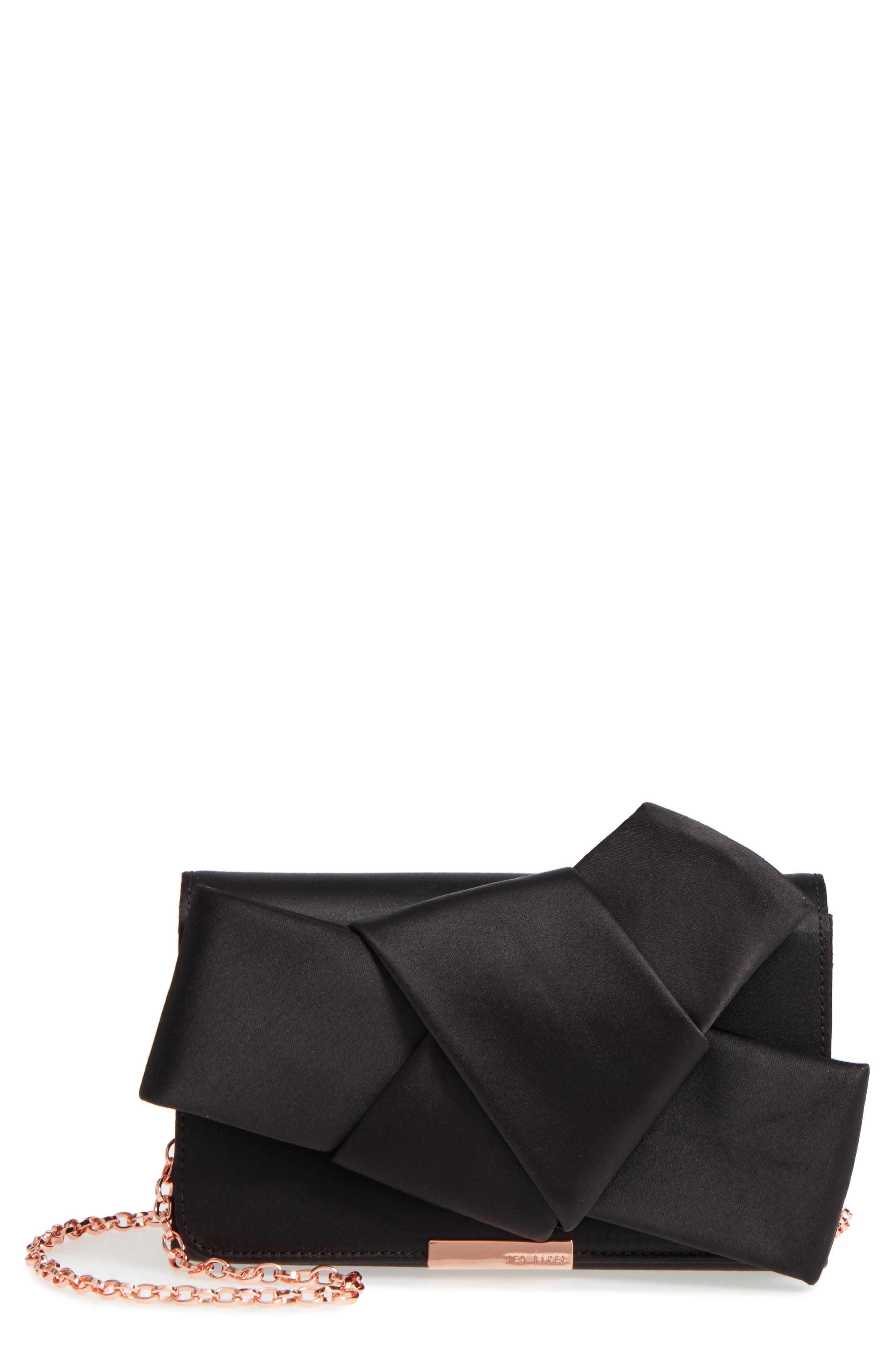 Ted Baker London Fefee Satin Knotted Bow Clutch, Main, color, 