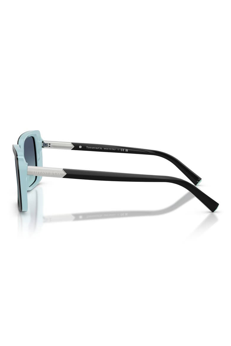 55mm Gradient Rectangular Sunglasses, Alternate, color, BLACK ON TIFFANY BLUE / AZURE