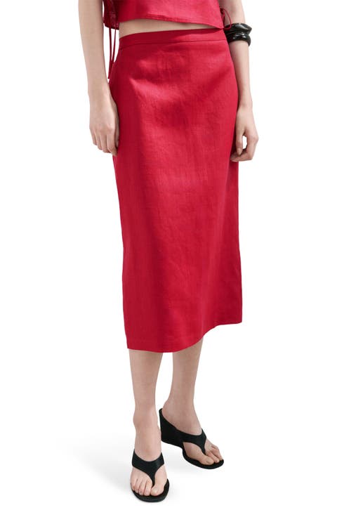 Linen Midi Skirt (Plus)