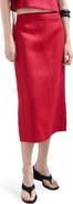 MANGO Linen Midi Skirt