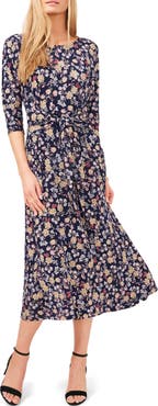 Chaus Floral Tie Front Midi Dress