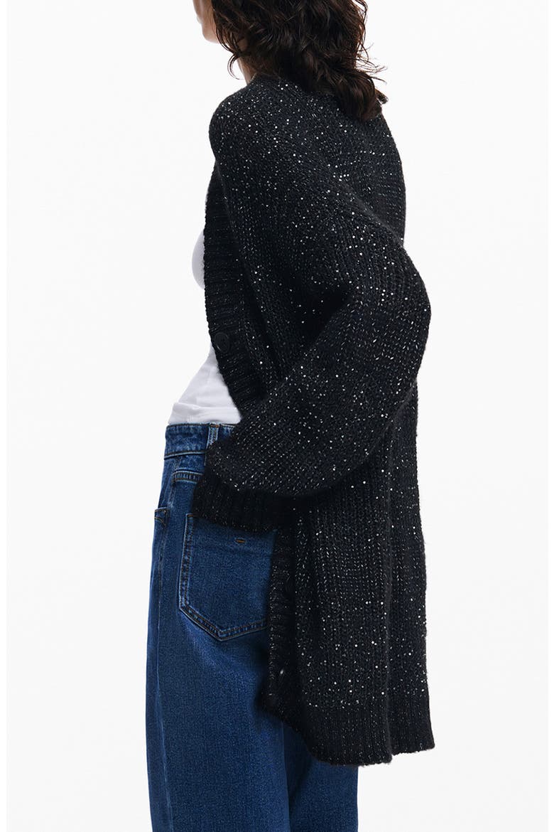 Fredericton Sequin Cardigan, Alternate, color, BLACK