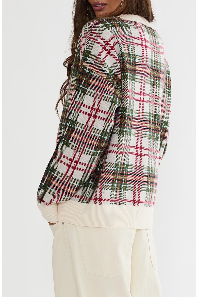 Joey Plaid V-Neck Sweater, Alternate, color, FROSTED PINE PLAID