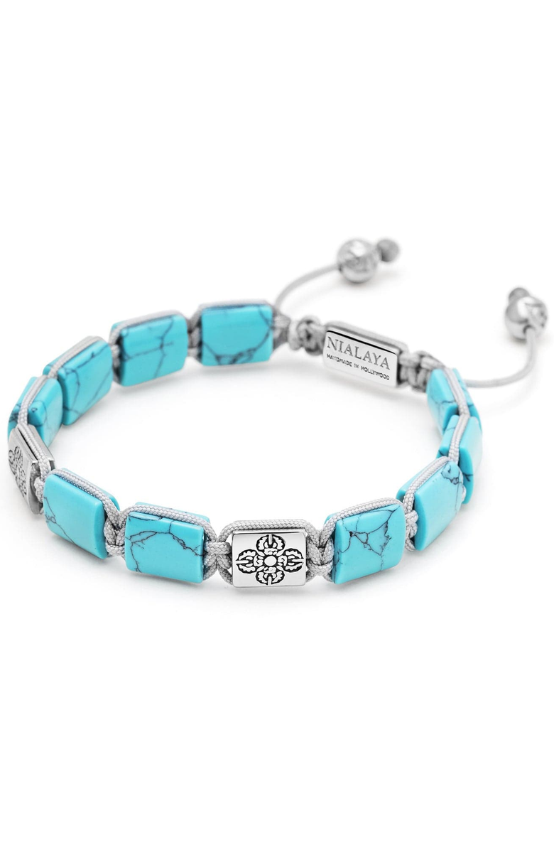 Nialaya Dorje Flatbead Bracelet, Main, color, Turquoise And Silver