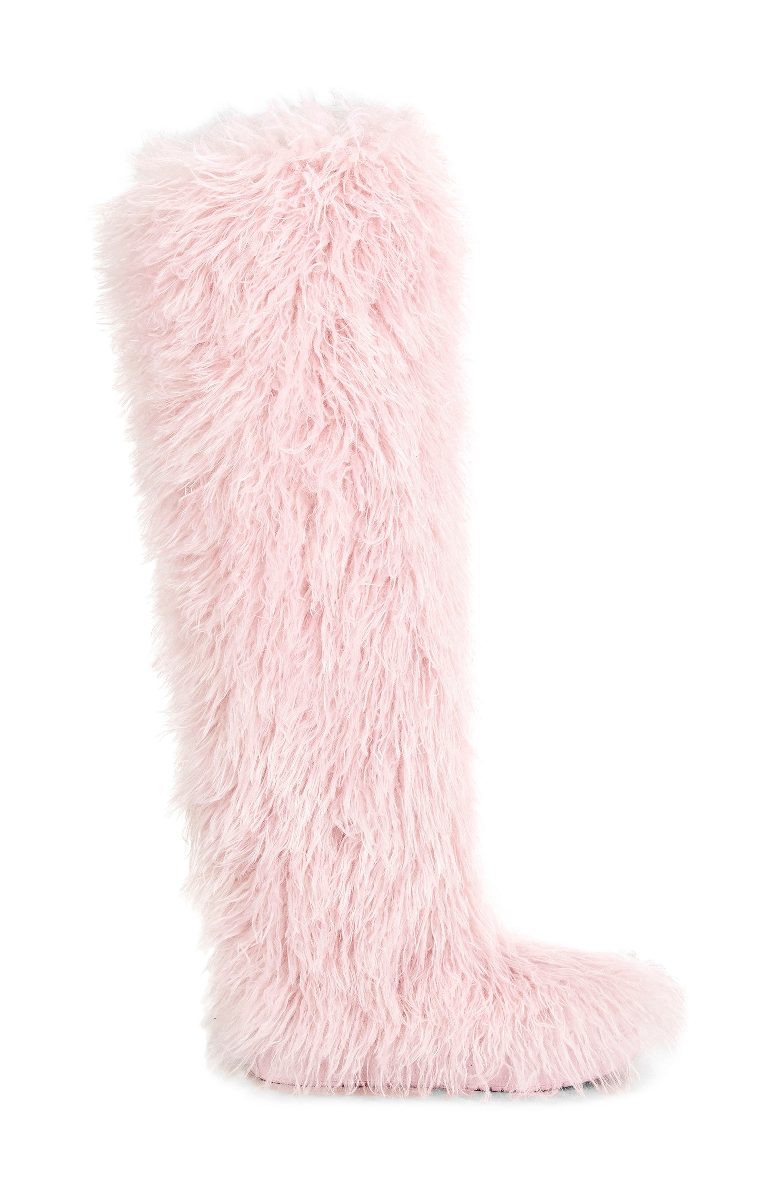 AZALEA WANG Templeton Shaggy Faux Shearling Thigh-High Boot, Alternate, color, 