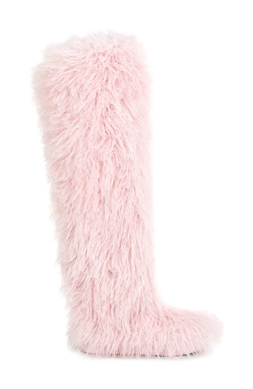 Azalea Wang Templeton Shaggy Faux Shearling Thigh-high Boot In Pink