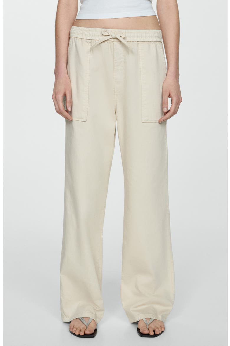 Pull-On Wide Leg Twill Pants, Main, color, OFF WHITE