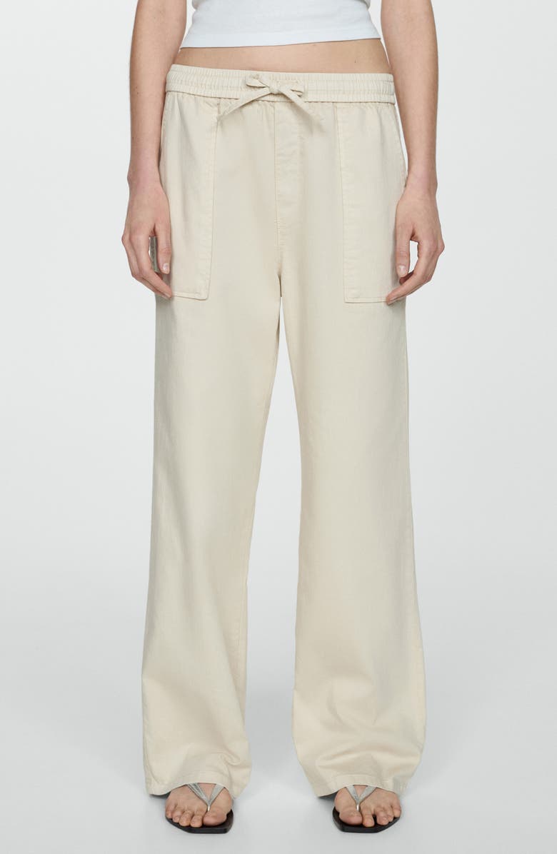 MANGO Pull-On Wide Leg Twill Pants, Main, color, 