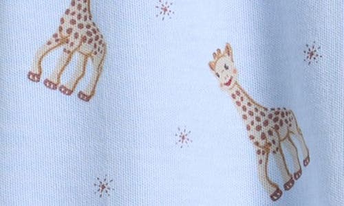 Kissy Kissy Sophie La Giraffe Print Pima Cotton Romper In Blue