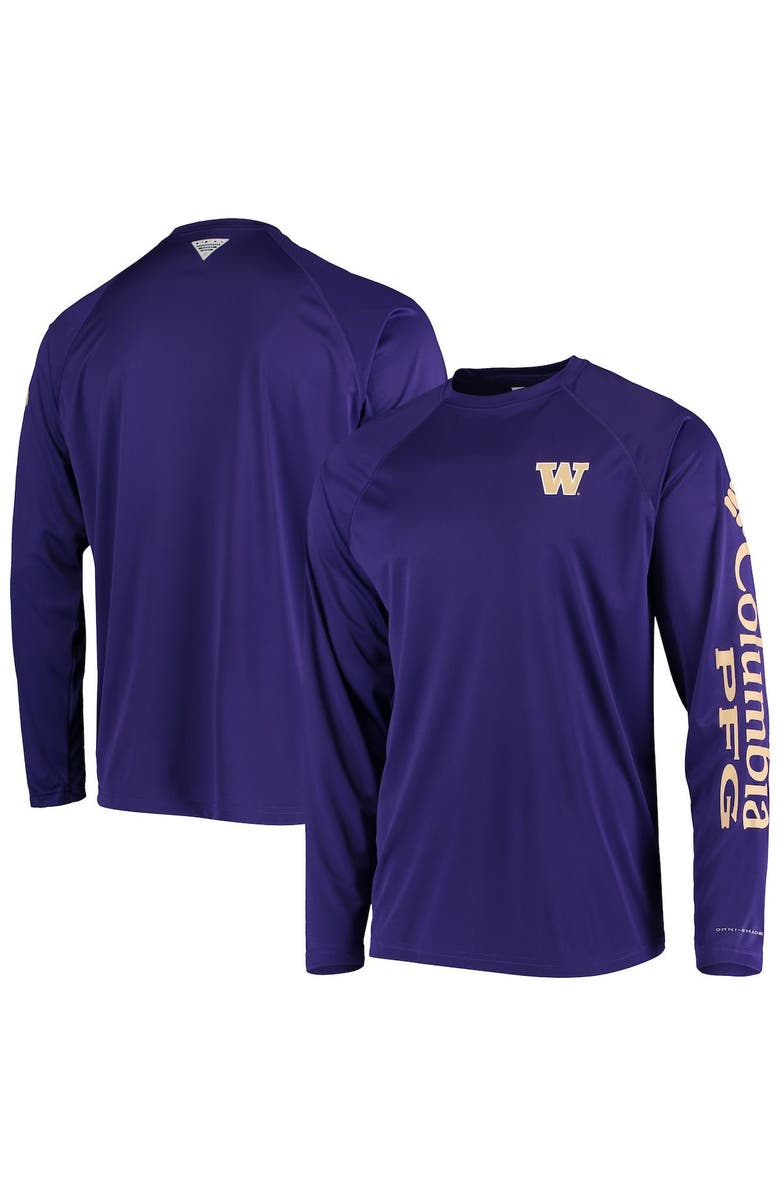 Columbia Men's Columbia PFG Purple Washington Huskies Terminal Tackle Omni-Shade Long Sleeve T-Shirt, Main, color,
