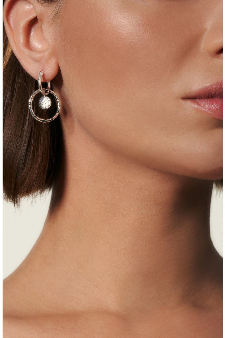 Dot Hammered Interlink Earrings, Alternate, color, SILVER