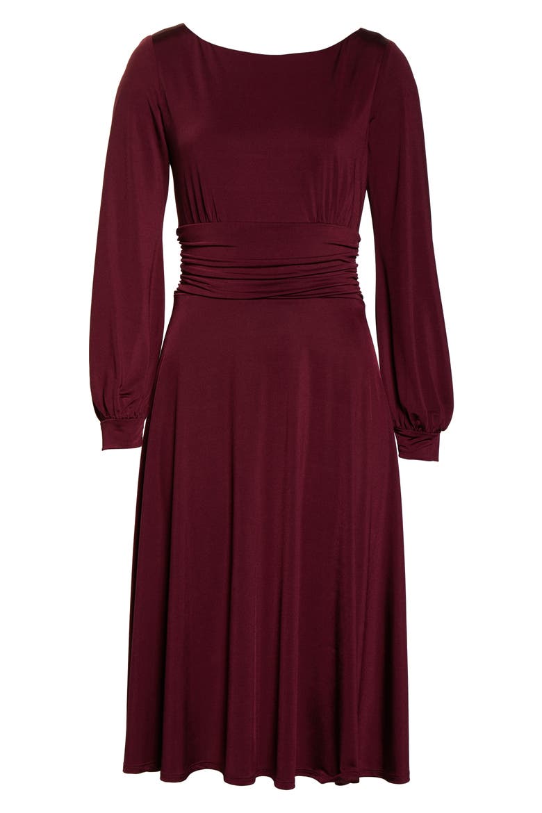 Ruched Waist Long Sleeve Jersey Dress, Alternate, color, WNE