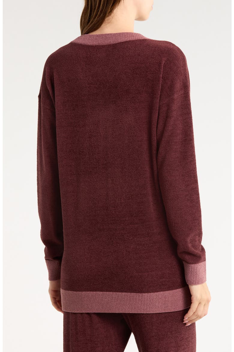 CozyChic Ultra Lite® Color Block V-Neck Tunic, Alternate, color, DEEP GARNET/ DUSTY PLUM