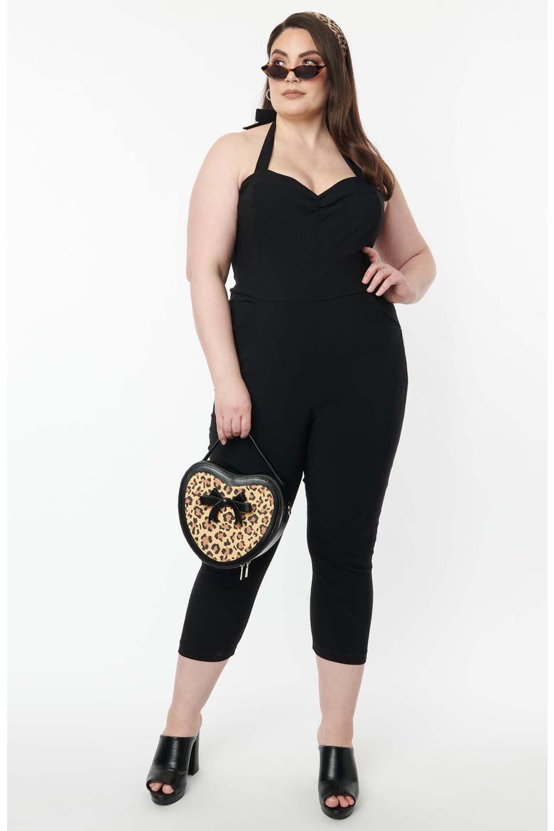 Plus Size Sweetheart Halter Marcel Jumpsuit, Main, color, Black