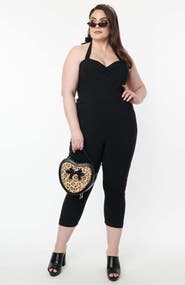 Unique Vintage Plus Size Sweetheart Halter Marcel Jumpsuit