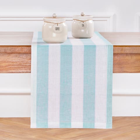 Linen Table Runner for Dining Table, Holiday and Everyday Table Decor - Cabana Stripe