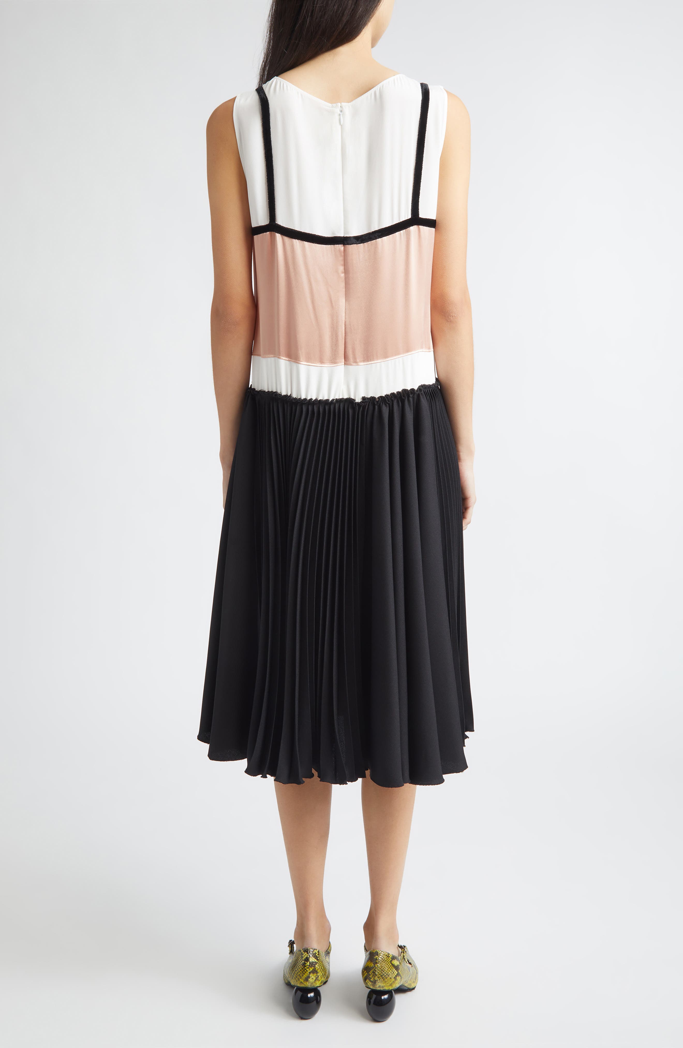 Trompe d'Oeil Satin Midi Dress - image 2