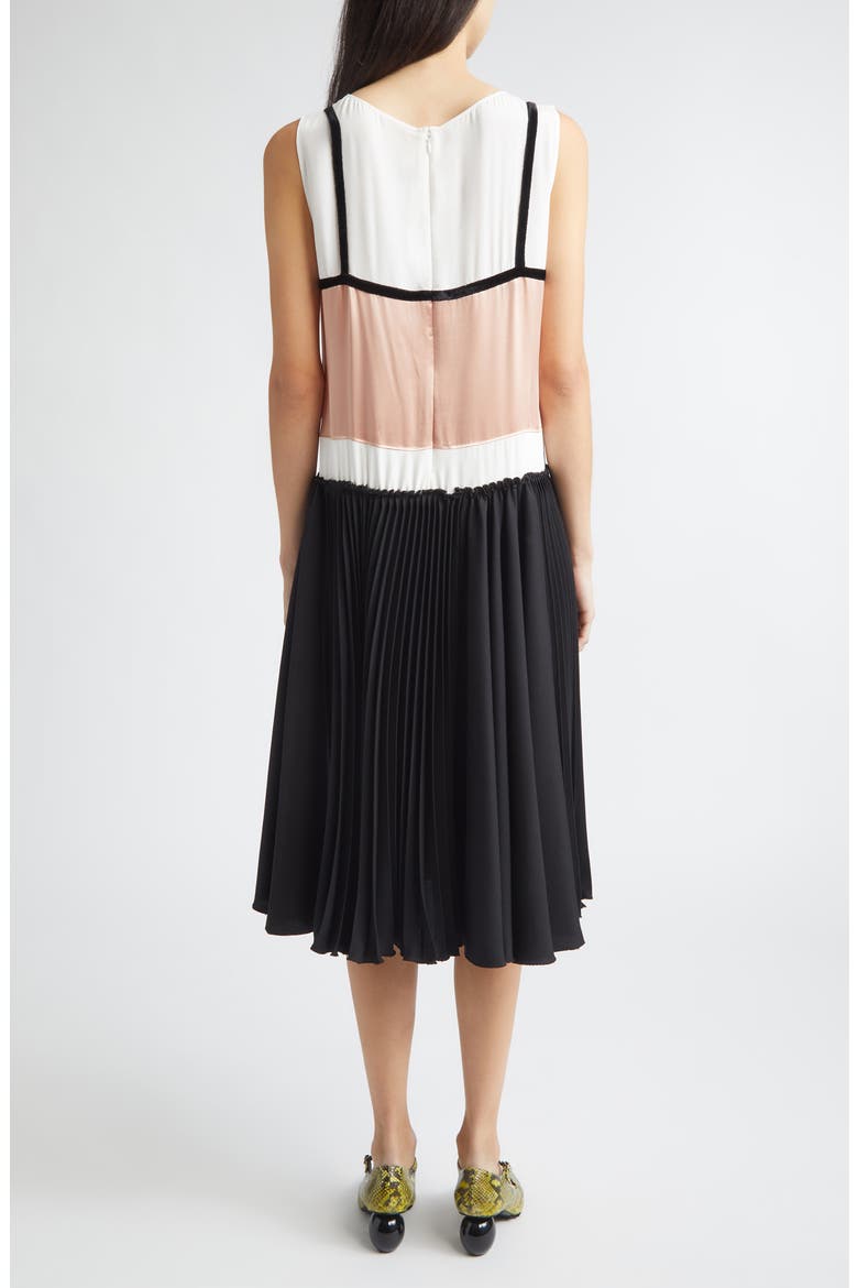 Trompe d'Oeil Satin Midi Dress, Alternate, color, 00N99BLACK