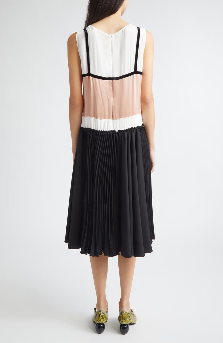 Marni Trompe d'Oeil Satin Midi Dress, Alternate, color, 00N99black