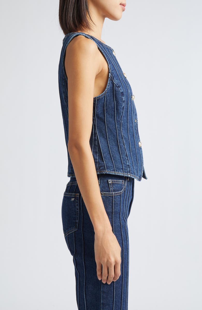 Cinq à Sept Camen Pintuck Detail Denim Vest, Alternate, color, Fontaine