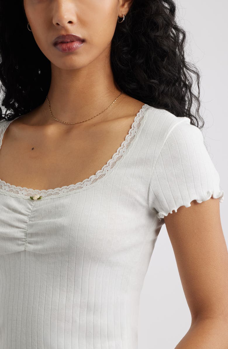 BP. Scoop Neck Pointelle Top, Alternate, color, White Blanc