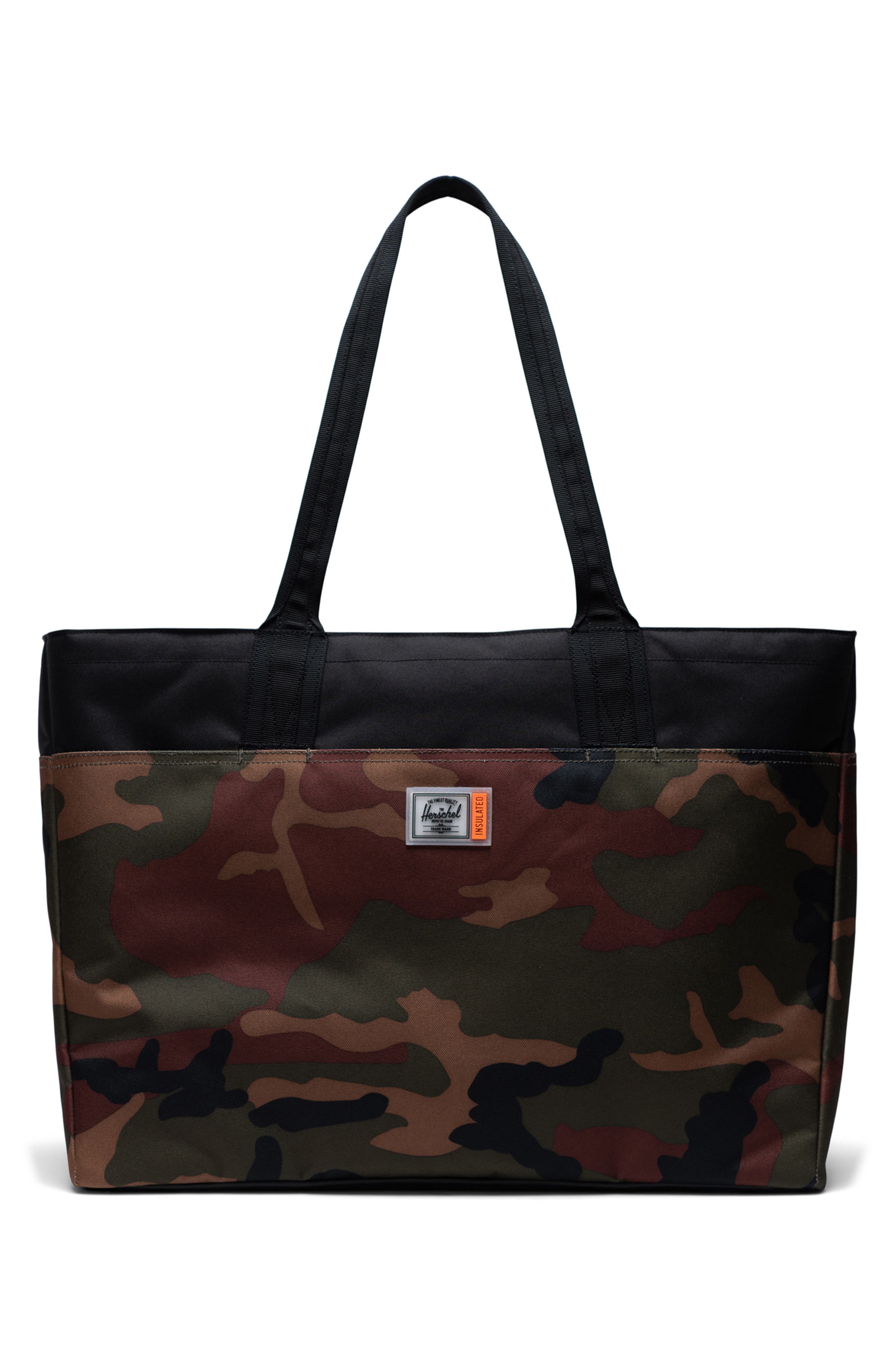 Alexander Insulated Recycled Polyester Zip Tote and Bottle Holder, Alternate, color, WOODLAND CAMO