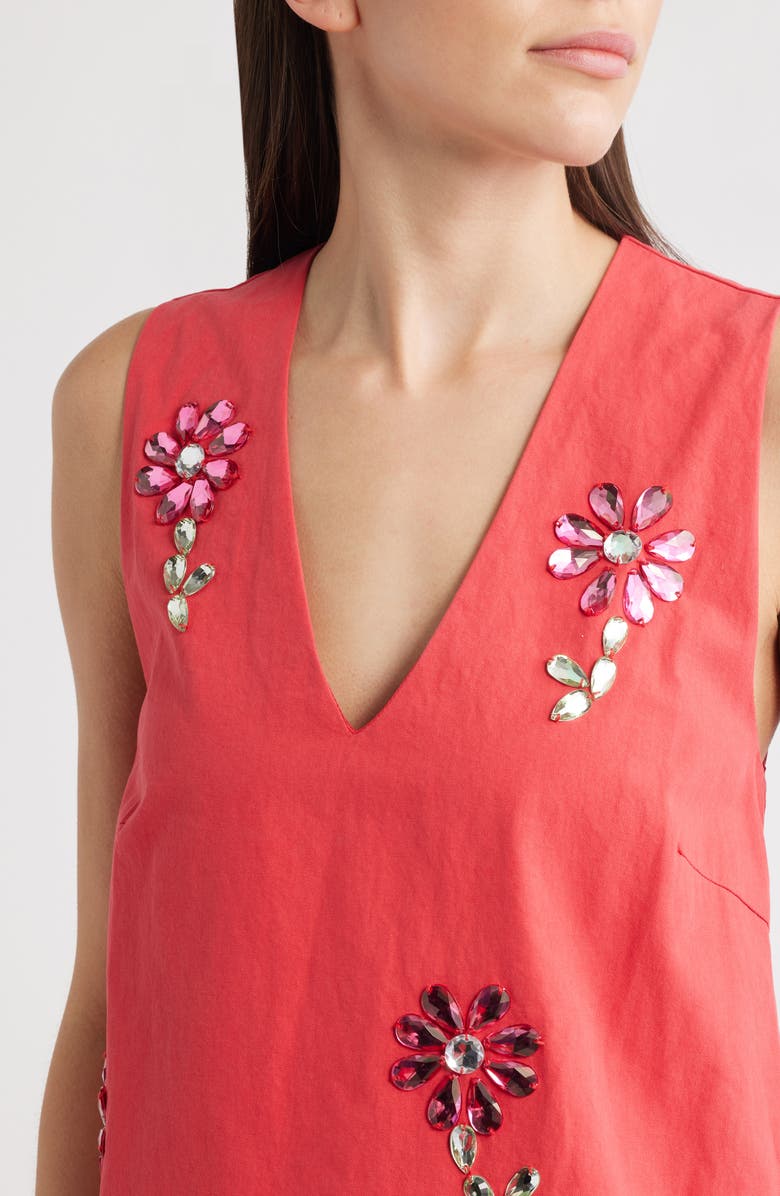 Sister Jane Field Crystal Cotton Minidress, Alternate, color, Red