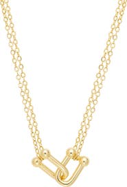 ATHRA LUXE Double Chain Interlocking Link Necklace