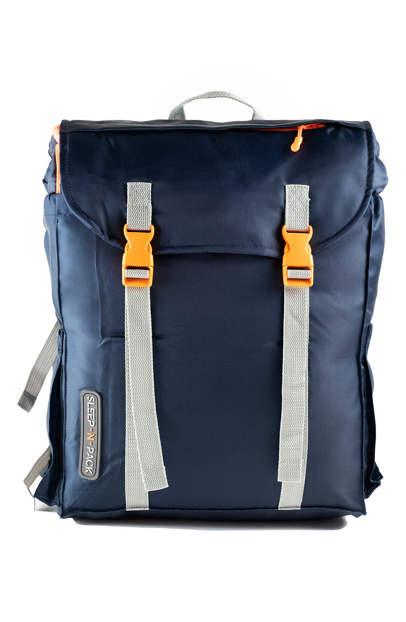 Kids' Sleep-n-Pack Water Repellent Sleeping Bag Backpack, Main, color, DARK NAVY/ CLASSIC GREEN