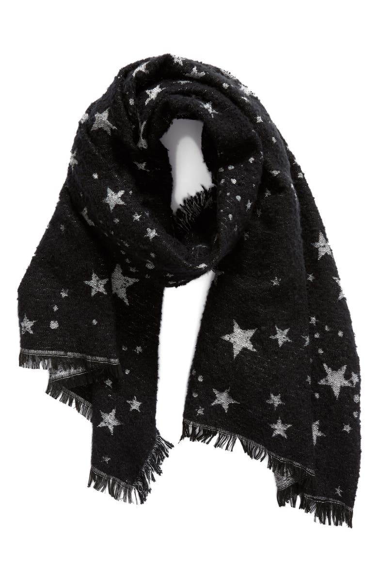 Rebecca Minkoff Metallic Star Oblong Scarf, Alternate, color, 