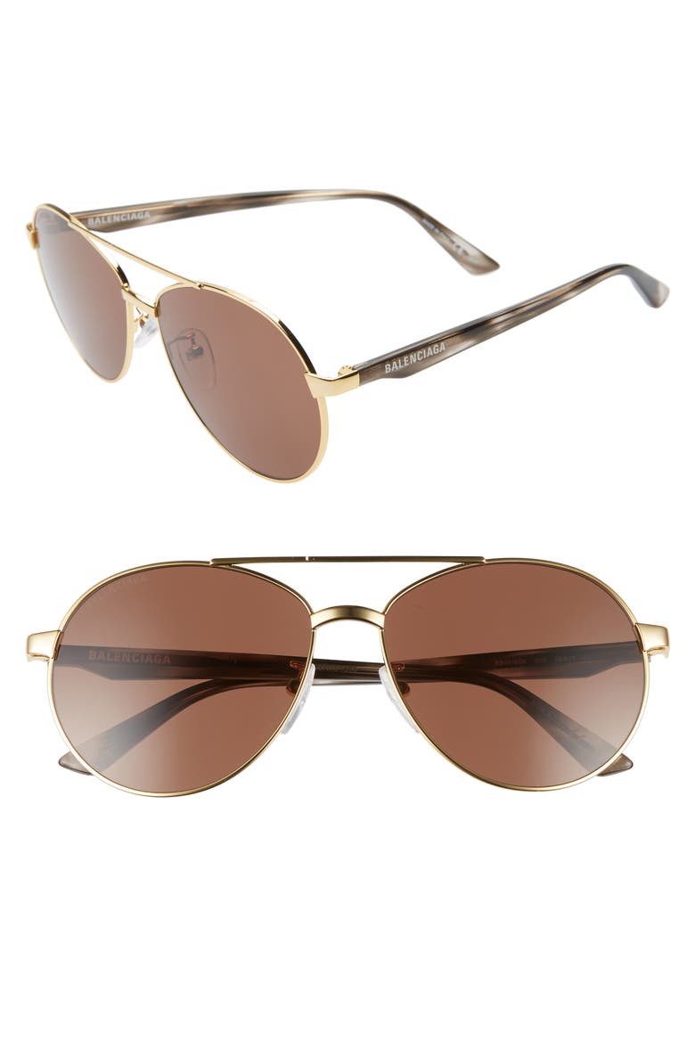 59mm Aviator Sunglasses, Main, color, SHINY ENDURA GOLD/ BROWN