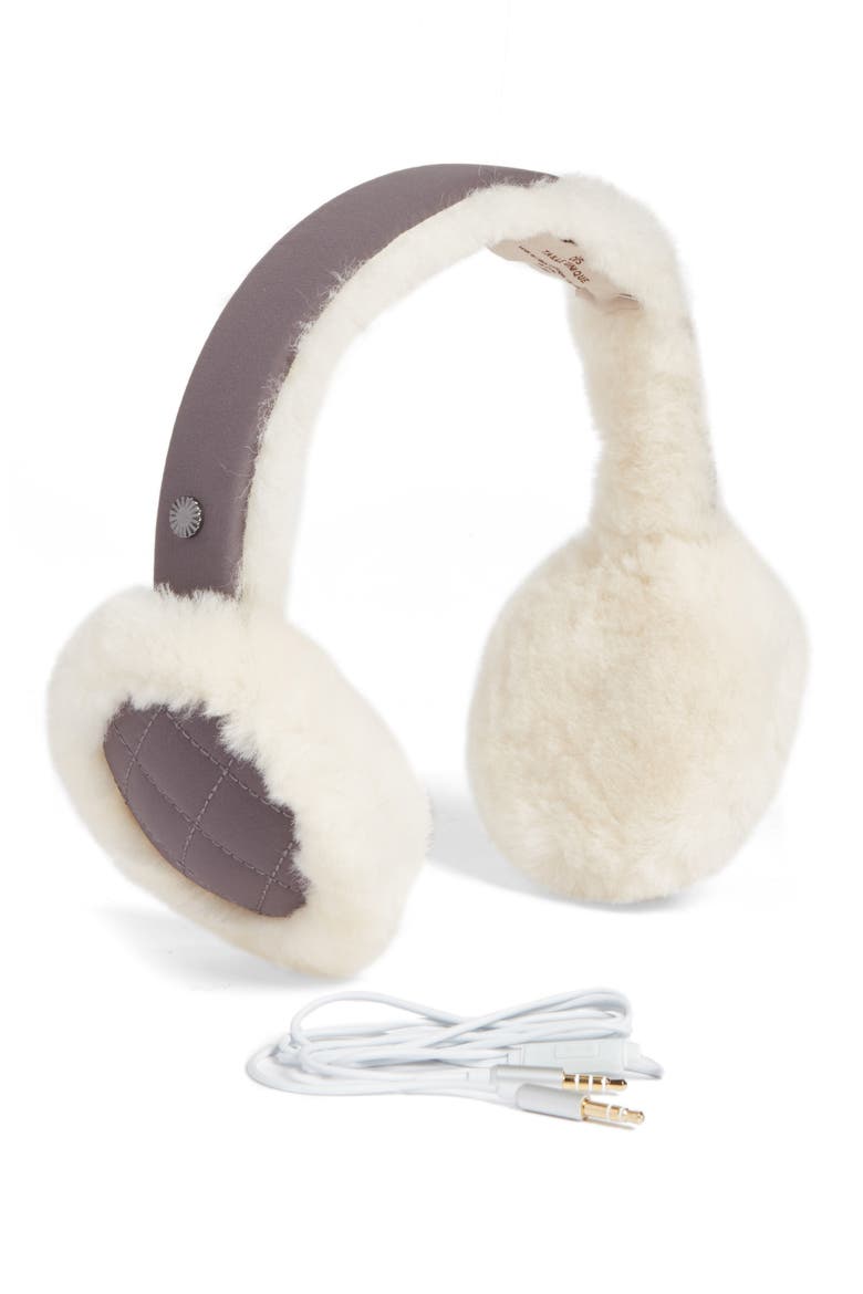 UGG® Genuine Shearling Headphone Earmuffs (Nordstrom Exclusive), Main, color, GREY