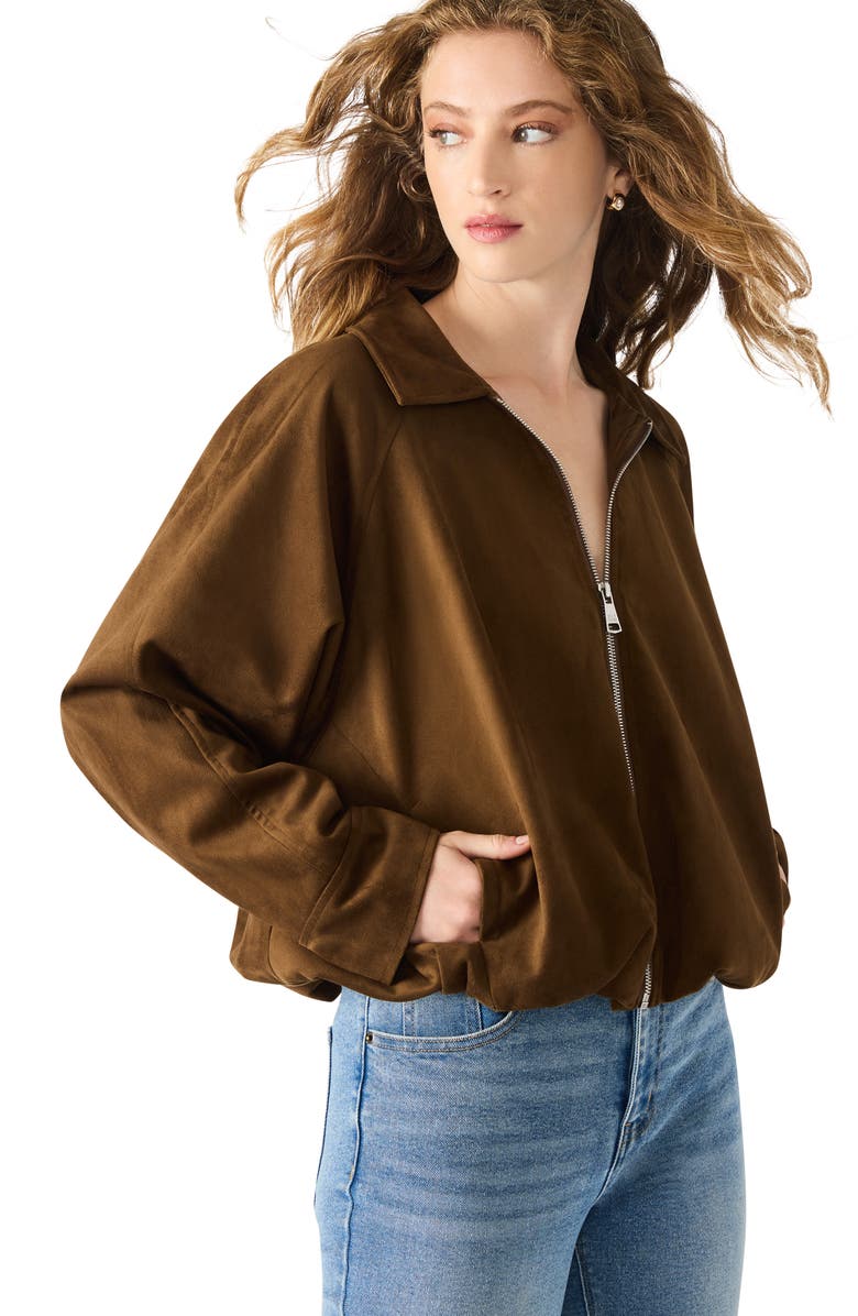 Steve Madden Mackey Faux Suede Jacket, Alternate, color, Chestnut