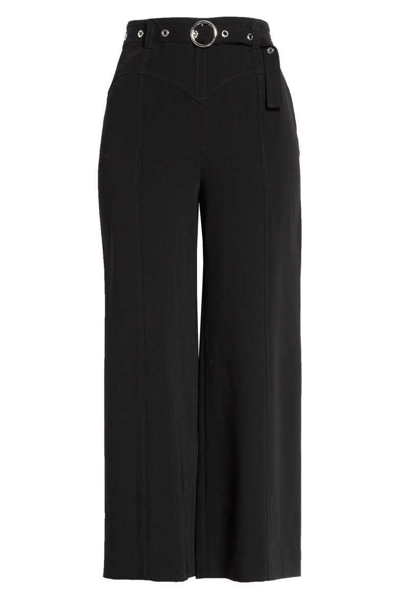 Polly Belted Wide Leg Pants, Alternate, color, BLACK
