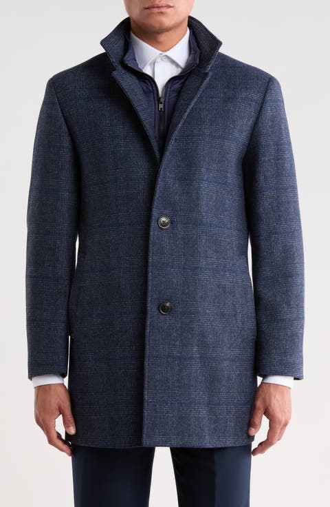 Patrick Plaid Wool Blend Coat with Bib