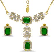 Christian Siriano Emerald Cut Cubic Zirconia Pendant Necklace & Stud Earrings Set