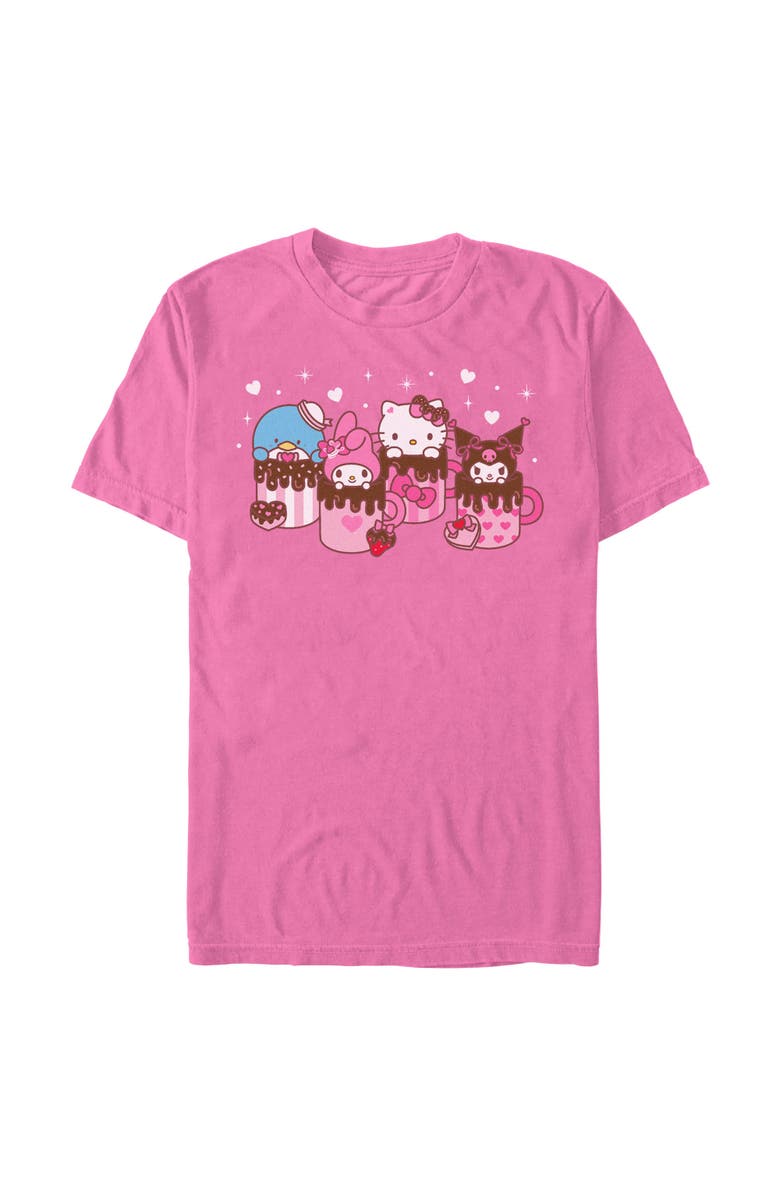 Hello Kitty Men's Hello Kitty Lovely Mug Friends  Graphic T-Shirt, Main, color, Neon Pink