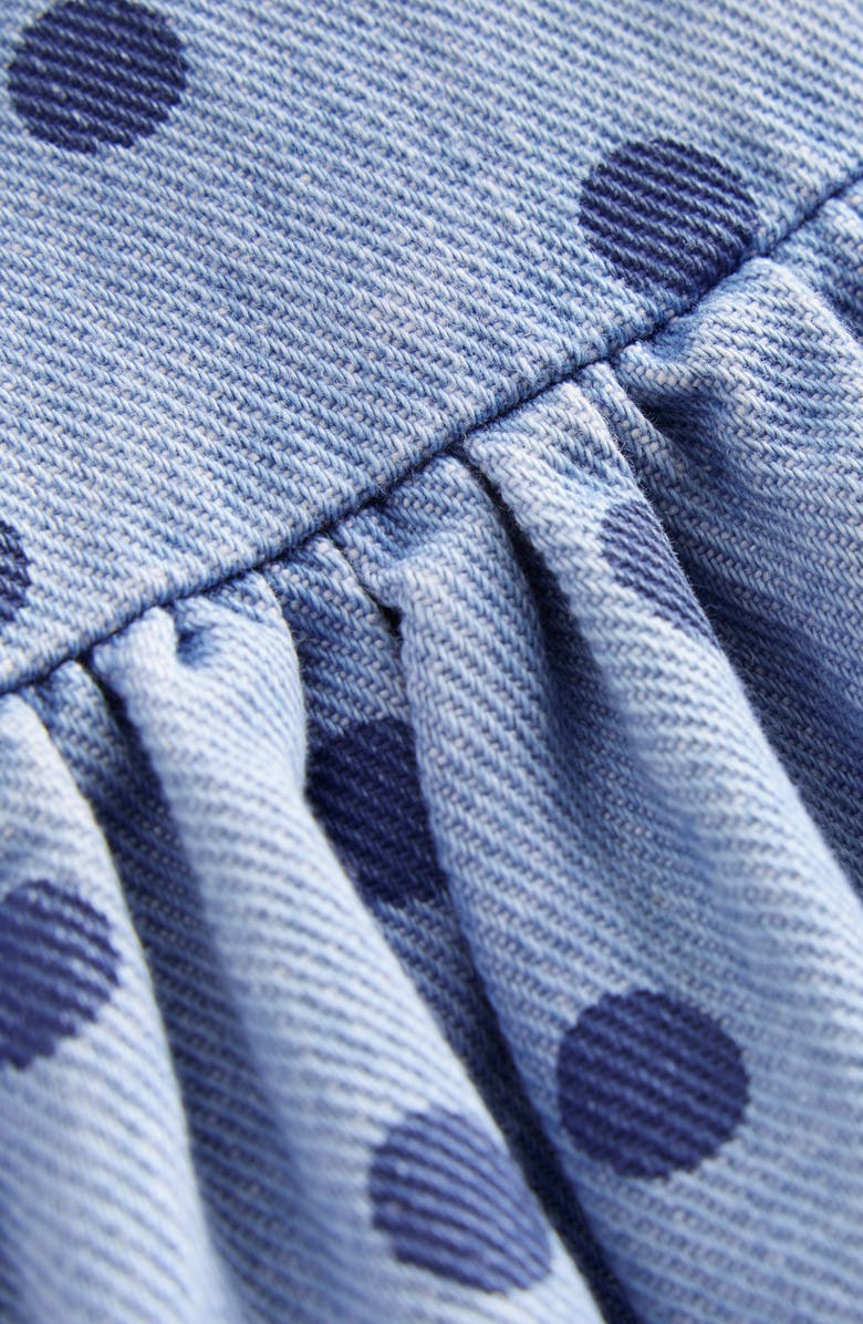 Mini Boden Kids' Polka Dot Sleeveless Denim Dress, Alternate, color, 