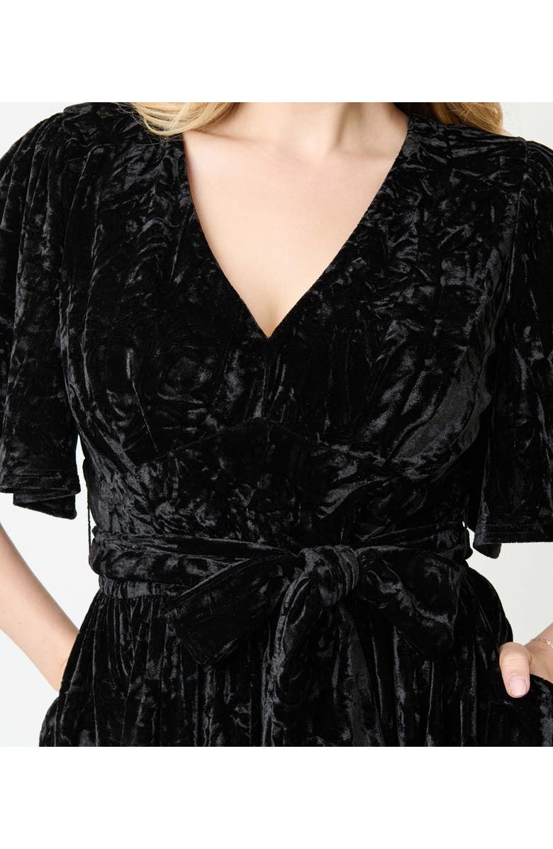 Unique Vintage 1940s Velvet Flutter Sleeve Swing Dress, Alternate, color,