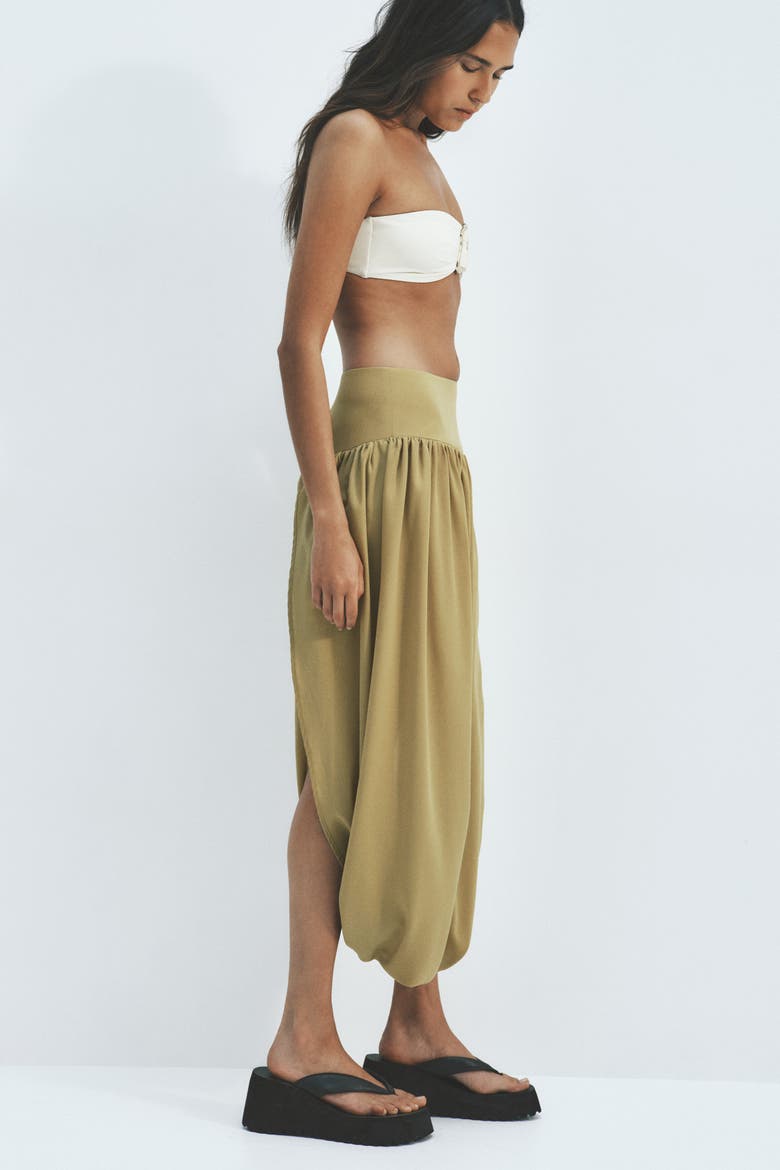 Bubble-hem Tulip Skirt, Alternate, color, Dark beige