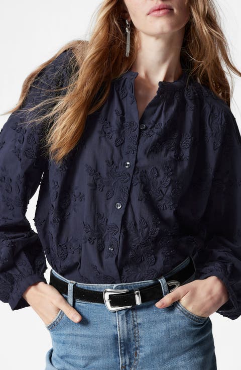 Floral Appliqué Blouse