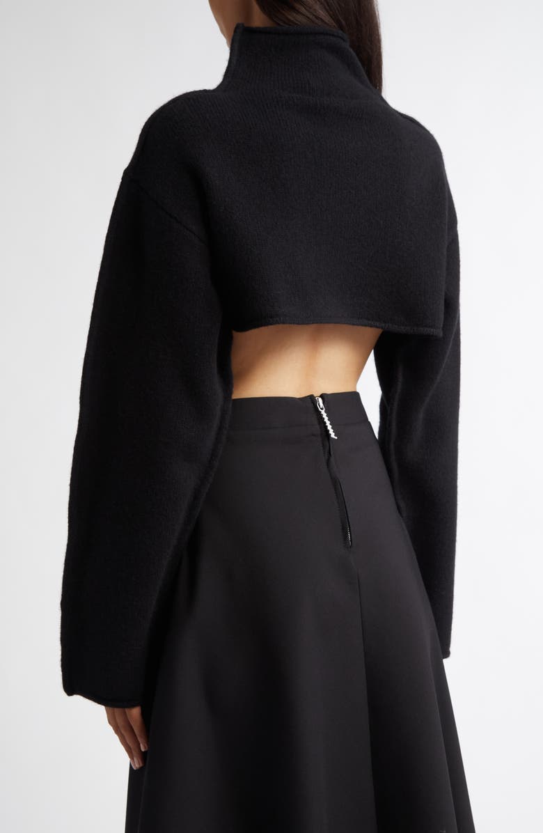 Marni Funnel Neck Virgin Wool Crop Sweater, Alternate, color, 
