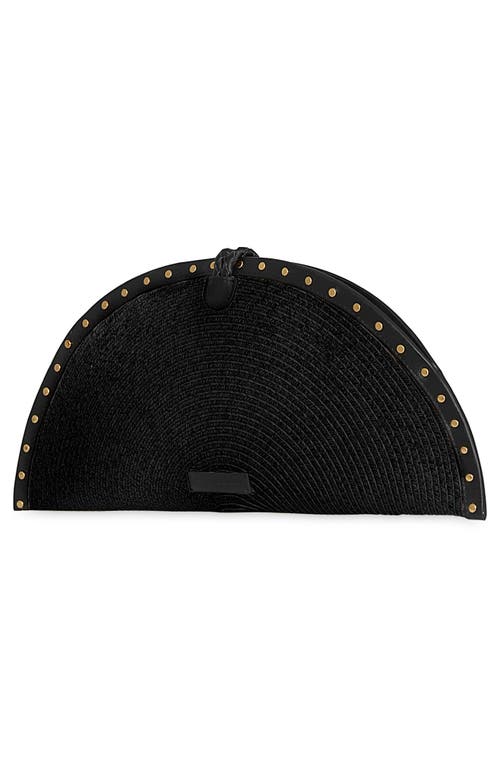 Rebecca Minkoff Half Moon Studded Straw Clutch