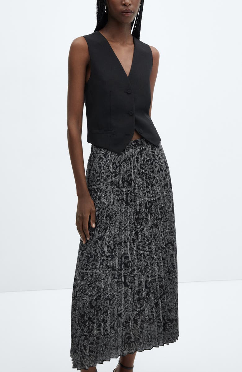 MANGO Paisley Pleated Midi Skirt, Alternate, color, 