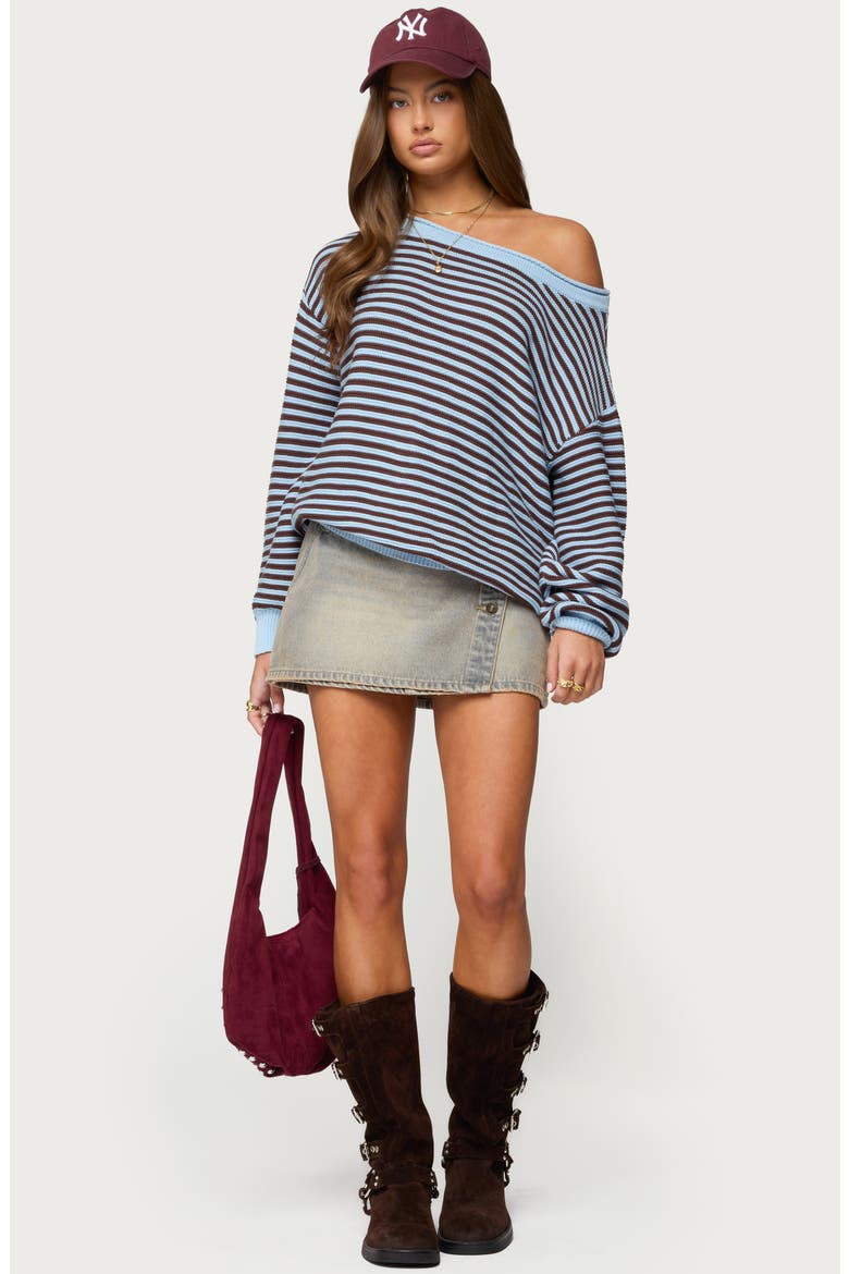 Averi Stripe Textured Cotton Sweater, Alternate, color, LIGHT-BLUE