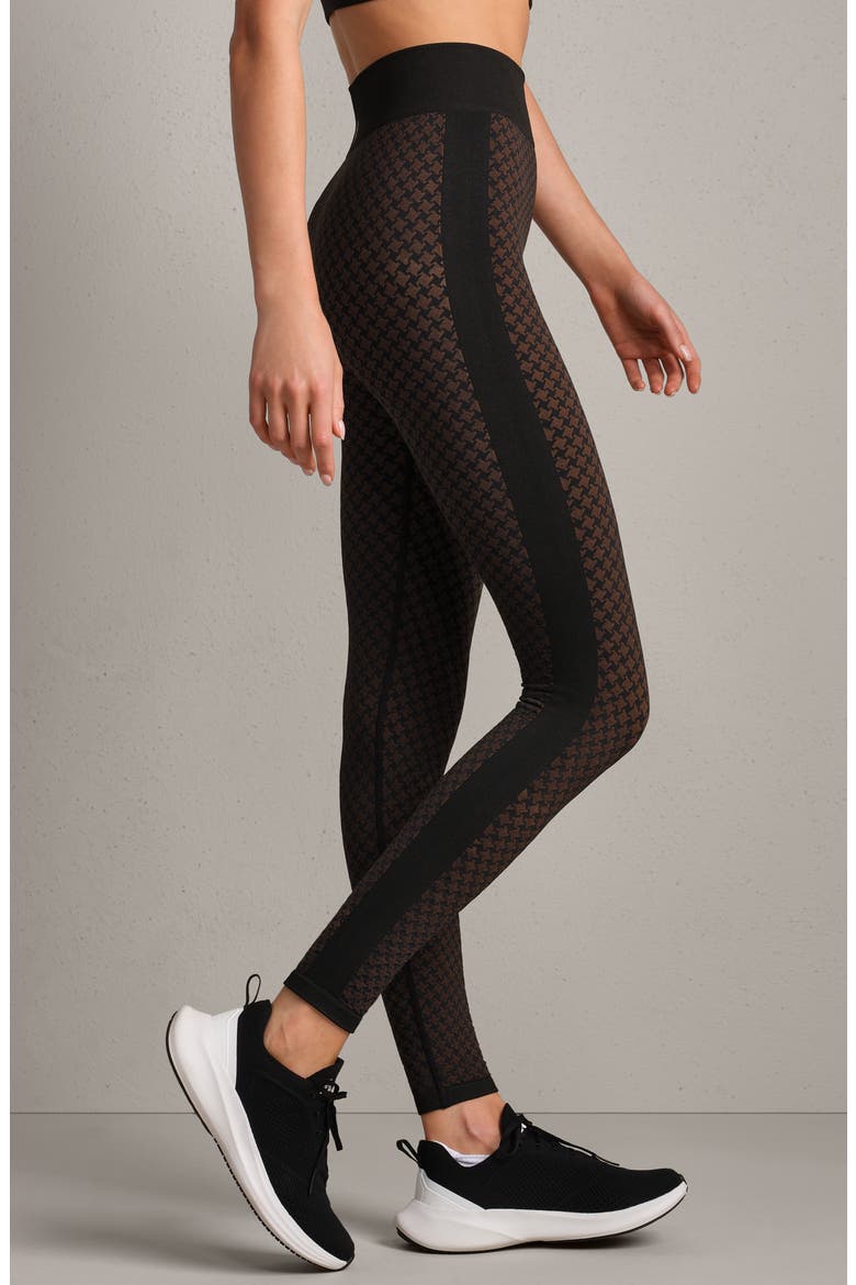 Houndstooth Check Leggings, Alternate, color, CHESTNUT BROWN