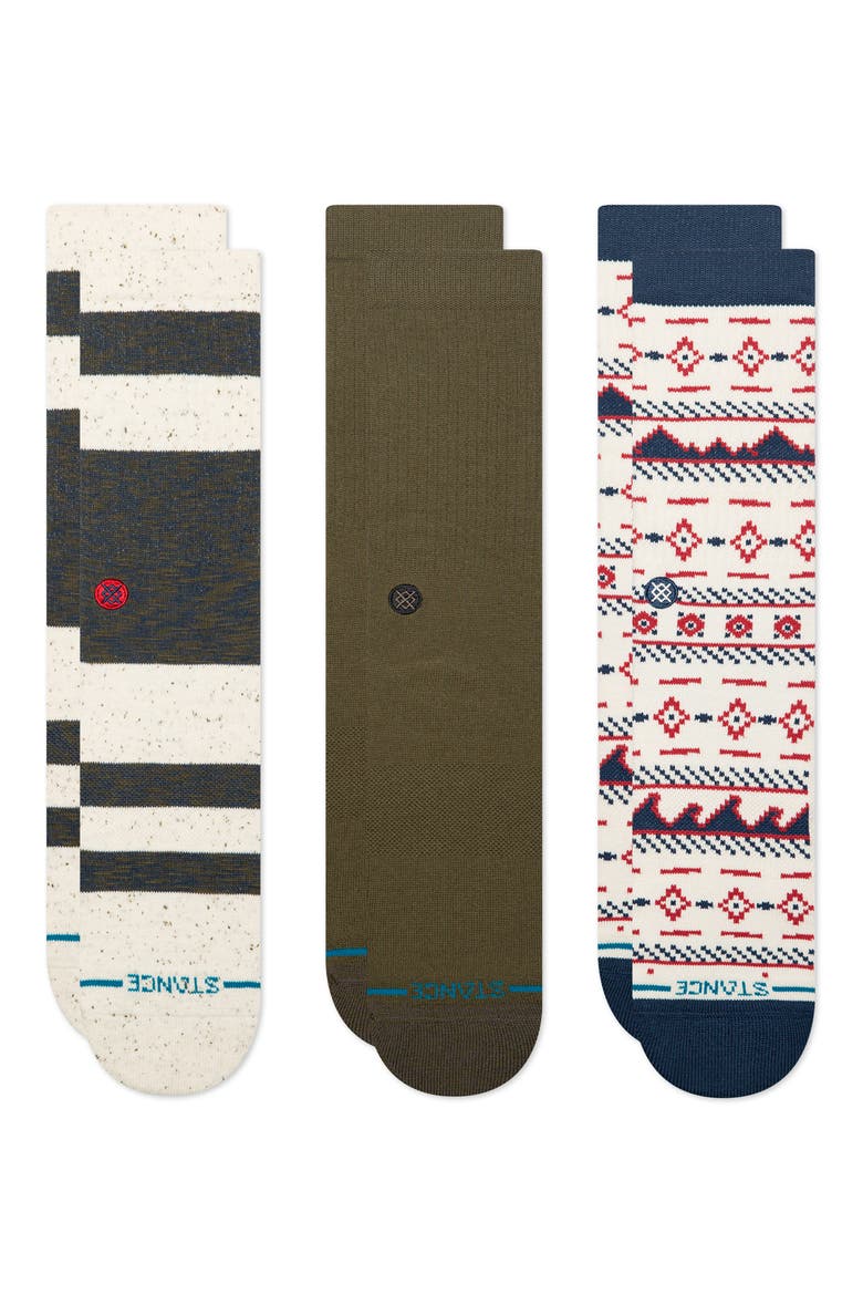 Marine Layer 3-Pack Crew Socks, Alternate, color, NAVY/ GREEN/ GREY