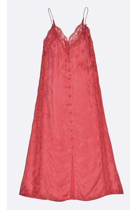 Cerise Lace Strappy Dress
